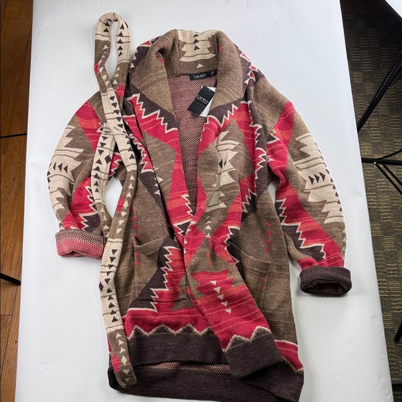 Lauren Ralph Lauren Other - Ralph Lauren Women’s XXL Hand Knit Tribal Shawl Cardigan Sweater NWT Belted